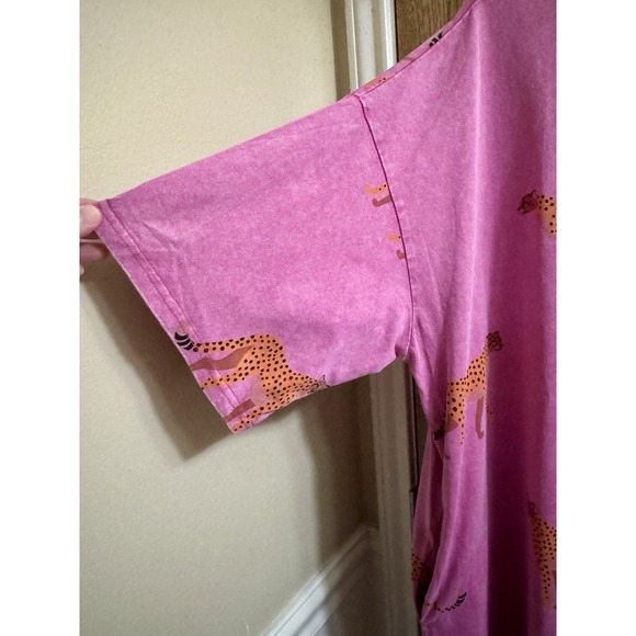 NEW Easel Mineral Wash Pink Cheetah T-shirt Shift Dress Pockets 2X New With Tags - Picture 6 of 13